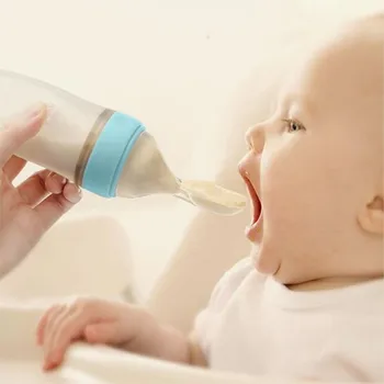 Високо качество на детски силиконови преса Устройство детски хранителна добавка хранене от шише плодов пюре нишесте хранене на бебето с лъжица за хранене
