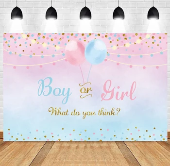 Покажете пол Момче Или Момиче, балони, Цветя, розово-сини фонове, какво ще бъде детето за украса фотобудки за новородени