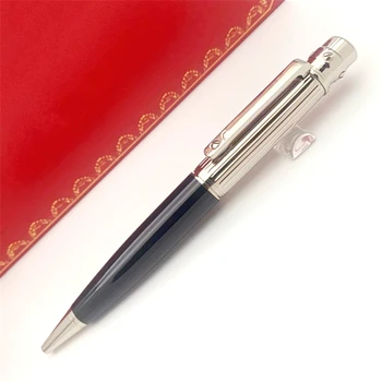 Луксозна химикалка писалка серия Ca Santos, Химикалки с метална сребриста ивица, Висококачествени Офис-канцеларски материали, ученически пособия, подаръчни аксесоари, Гладко писане