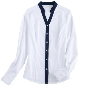 NAVIU, Бяла риза, дамски новост, пролетната мода, Темперамент, официални блузи с дълъг ръкав, тънки лоскутные блузи, офис женски работни върховете