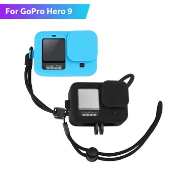 Силиконов Защитен Калъф Case Full Shell за Камери GoPro Hero 9 с Корпус от Закалено Стъкло + Каишка