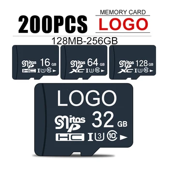 200ШТ TF карта Class10 128GB256GB cartao de memoria 32GB 64GB 16G SD card 8G 4 GB 2 GB Micro Flash-Карта Памет за цифрови устройства