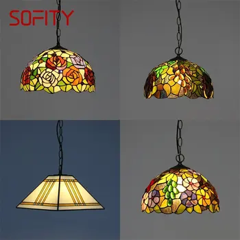 Окачен лампа SOFITY Тифани, модерни и креативни цветни осветителни Тела, декоративни растения За Домашно Хранене