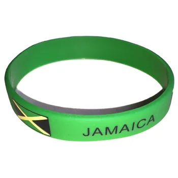 300шт знамена страни Ямайка зелени гумени каишки Силиконови гривни