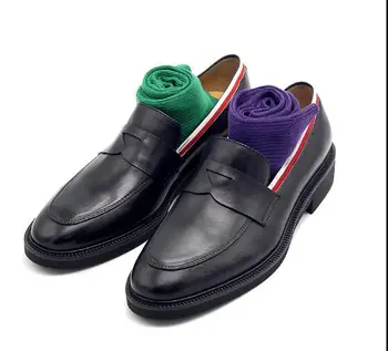 Ново записване, лоферы ръчно изработени, однотонная черна мъжки обувки, без закопчалка, корея, ежедневни модерни обувки за мъже