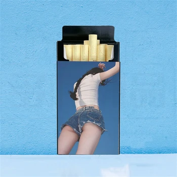 Секси красив метален портсигар капацитет 20 цигари, креативната кутия за пушачи от алуминиева сплав, Преносими здрави приспособления за пушачи