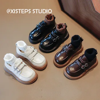 XISTEPS/Детски обувки Mary Janes; Черни, Бели, Кафяви Кожени обувки за момичета И Момчета; Елегантни вечерни обувки в Британския стил; Училищни обувки