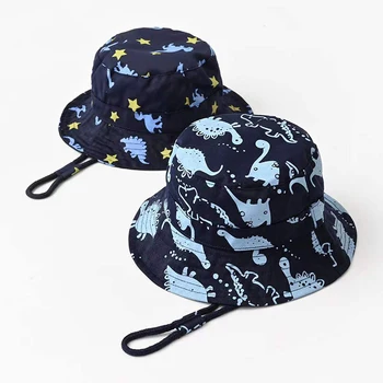 Детска шапка с широка периферия модел на динозавър, пролет-лято, защита от ултравиолетови лъчи, солнцезащитная шапка за новородено, регулируеми рибарски шапки за момичета и момчета