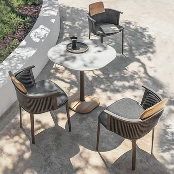 Скандинавските градински столове за почивка в задния двор на Вилата, ротанговое стол за почивка, дизайнерско Кресло за отдих в спалнята на хотела с подлакътник