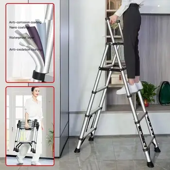 Телескопична алуминиева стълба-удължител Сгъваеми преносими прави стълбищни Многофункционални инструменти за домакинството