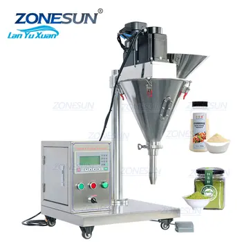 ZONESUN ZS-FM100S Настолна полуавтоматична машина за бутилиране на козметичната прах и подправки в малки Буркани