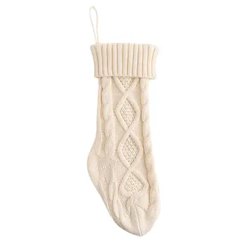 Коледни чорапи, Висящи украшения Възли вълнени торби за бонбони Диамант коледен подаръчен пакет Големи коледни чорапи 46 см