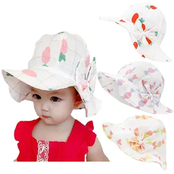 Детска шапка за момичета, памучен детска шапка с голяма периферия, панама за момичета, лятна солнцезащитная шапка, детски шапки, модерна детска шапка с лък