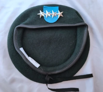Съединените Щати, 19-i група на специалните сили на Армията на САЩ, вълна черновато-зелена поема, ОФИЦЕРСКИ медал 4-ЗВЕЗДЕН ГЕНЕРАЛ всички размери, шапка