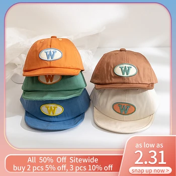 Детска бейзболна шапка с буквата W, однотонная шапка с козирка за деца, детски улични ежедневни слънчеви очила, меки детски cap-шапка
