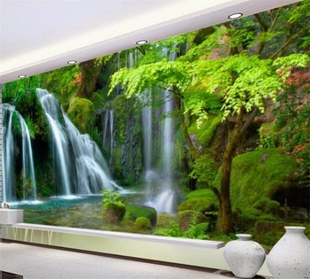 beibehang Потребителски тапети модни прости съвременни стенописи струящаяся вода водопад пейзаж живопис фон papel de parede