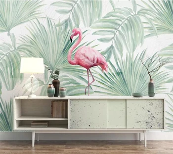 wellyu тапети по поръчка papel de parede HD е просто модерно свежо растение палма фламинго фон на стената papier peint papel tapiz