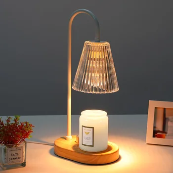 Лампата за подгряване на свещите от масивно дърво, на топене на восък, Нощни шкафчета за спални 110/230v, ароматерапия, стъкло цвят орех, в закрито
