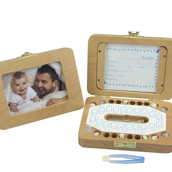 Кутия за детските зъби, Органайзер за съхранение на колекции на млечните зъби, чанта за подаръци за момчета и момичета, сладки подаръци за деца, wooden спомен