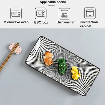 Чиния за вечеря в японски стил, 10-инчов керамични плоска чиния за суши, Подглазурное правоъгълно Десертно Фарфоровое сервировочное ястие, Кухненски Инструменти