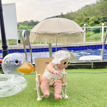 Лейси детска количка впечатлява със своя бохемски стил, чадър, детска плажен слънцезащитен крем, предотвратяване на ултравиолетова светлина, аксесоари за фотография бебета