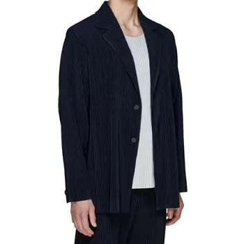 Miyake Плиссированный мъжки бизнес всекидневен костюм, палто 2022, есенна мода, Свободен уличен топ в ретро стил, Универсален топ