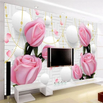 wellyu 3D розова роза, диван с телевизор, фонова стена, поръчкови голям стенопис, копринени тапети за околната среда papel de parede