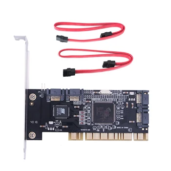 4 Порта PCI SATA Raid контролера, Вътрешна карта за разширяване с две Sata кабели, за настолни КОМПЮТРИ, Поддръжка на твърд диск SATA