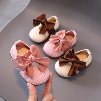 Нова детски обувки принцеса с хубав нос, пролетно-есенна мода ежедневни обувки с мека подметка за момичета, плажни обувки за деца