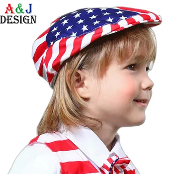 Шапка с флага на сащ за малко момче, дете на 4 юли, шапка на патриотичен Ден на независимостта, детска церемония, прическа с мека подплата за бебета