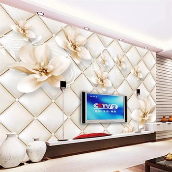 Beibehang Потребителски тапети 3D фотообои с шарени лилия мека опаковка papel de pared ТЕЛЕВИЗИЯ фон стена дневна спалня тапети