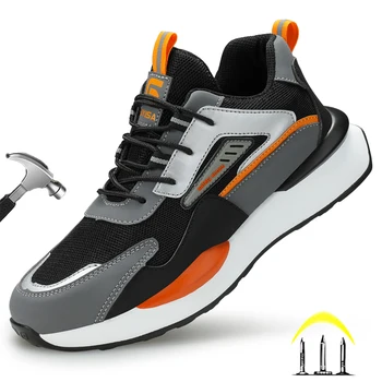 Димитър Sen/2023 Нови леки, дишащи обувки, защитни обувки за мъже, нескользящие мъжки работни обувки със стоманени пръсти, обувки със защита от пробиви
