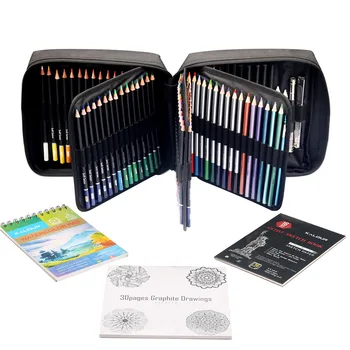 Професионален Комплект моливи 132/126 бр., маслени и акварельных, металик цветен грифель, комплект моливи за рисуване, Комплект за рисуване