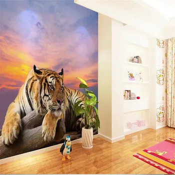 beibehang фотообои 3D тигрови пейзаж стенопис хол разтегателен телевизор кабелна телевизия бар фон голяма фреска 3D стенописи тапети