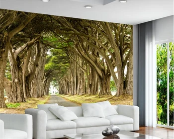 beibehang потребителски фотообои съвременно широколистно дърво в стил авеню стенни тапети хол ТЕЛЕВИЗИЯ спалня 3D стенни картини за декорация на дома