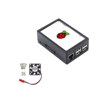 Нов Raspberry Pi Model 3 B + 3,5-инчов LCD-корпус от ABS пластмаса с Охлаждащ Вентилатор, Черно-Сива Пластмасова Кутия, Калъф за Raspberry Pi 3Б +