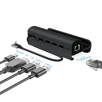 Основен център 6 в 1, USB-съвместима с HDMI и зарядно устройство, поставка за зареждане USB3.0 PD, порт за RJ-45, щепсела и да играе за игралната конзола Steam Deck