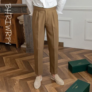 BHRIWRPY 2023, мъжки летни тънки бизнес обикновена зауженные панталони, универсални панталони за всеки ден костюм с висока талия, Наполи