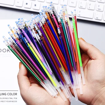 Комплект за презареждане гелевых дръжки 12/100 цветове, лъскав метален пастелно хайлайтер, Цветни мастила за презареждане маркер химикалки за рисуване за възрастни