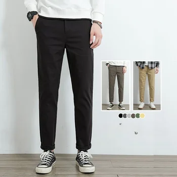 2023 Мъже пролет / лято нова градинска облекло обикновен Мъжки панталони са свободни памучни прави панталони Мъжки бизнес ежедневни панталони D225
