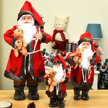 Коледни декорации за вкъщи, Мече-обнимашка с подарочным пакет, кукла на Дядо Коледа, детски коледни подаръци, декорация на витрини на търговски център