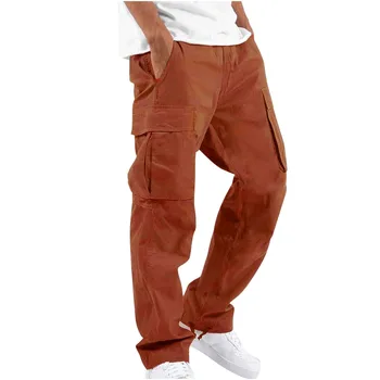 Ежедневни панталони с големи джобове в стил хай стрийт в ретро стил, нови летни мъжки и женски тела с висока талия, свободно прави панталони тръба с драпировкой, широки панталони
