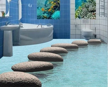 beibehang Обичай на Пода от Воден камък, Чакъл, Баня, 3D Пода, боядисани и водоустойчив, PVC, самозалепващи се, на 3D тапети papel de parede