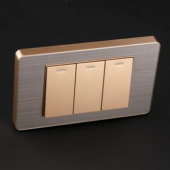 Стенен ключ ключ стандарт на САЩ, богат на функции изход, златна матова панел от неръждаема стомана, USB-изход, 1-4 на бандата, 1 позиционен превключвател