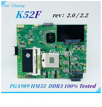 60-NXNMB1000 K52F REV: 2,0/2,2 дънна Платка за ASUS A52F X52F K52F дънна Платка на лаптоп PGA989 HM55 Вградена DDR3 100% тествана