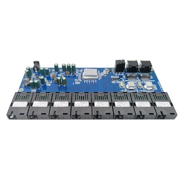 10/100/1000 М 8F2E 8 порта SC 2, RJ-45, Оптичен Преобразувател на печатни платки Gigabit Ethernet switch Оптичен Медиаконвертер