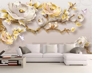 beibehang papel de parede 3d Тапети по поръчка на снимка модерен минималистичен 3D перлено бял божур нов китайски ТЕЛЕВИЗИЯ фон на стената