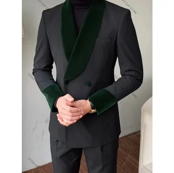 Темпераментна джентълменско velvet мъжки костюми, ушити по поръчка, модни якета, костюми, панталони, сако, съвременен дизайн палто, официален бизнес зимата