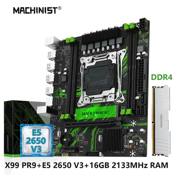 MACHINIST X99 PR9 Комплект дънната платка Xeon Set E5 2650 V3 Процесор в LGA 2011-3 ecc DDR4 16 GB оперативна памет NVME M. 2 usb3.0 M-ATX