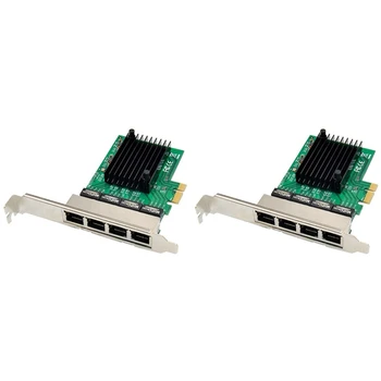 Най-добрите оферти 2X RJ-45 4-Портов сървър Ethernet адаптер Гигабитная мрежова карта Интерфейс PCI-E X1